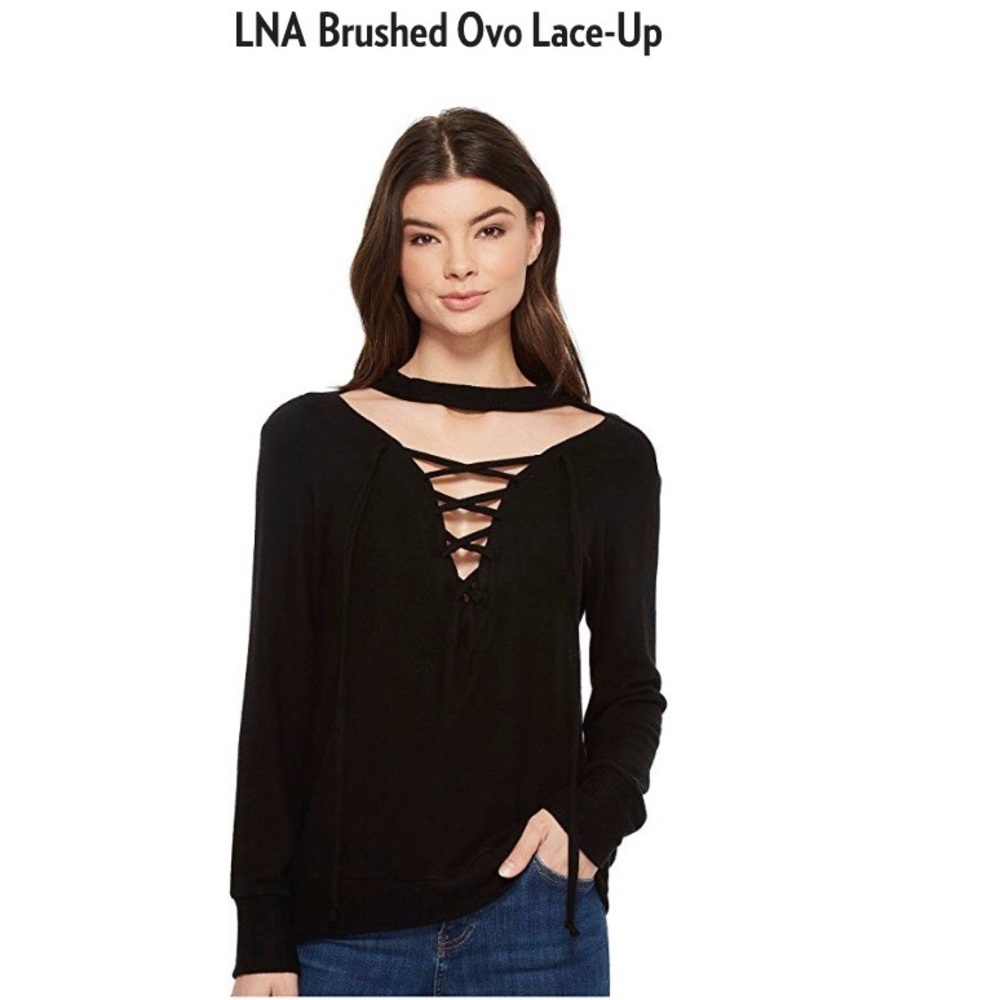 LNA Brushed Ovo Lace Up Sweater Small BRAND NEW